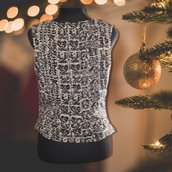 Kathy Lee Collection, Lined Sleeveless Blouse, Black/Tan, Large - Picture 3 of 3